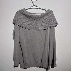 Vila Milano Coffee Latte Studded Embellished Cowl Neck Pullover Long Sleeve XL